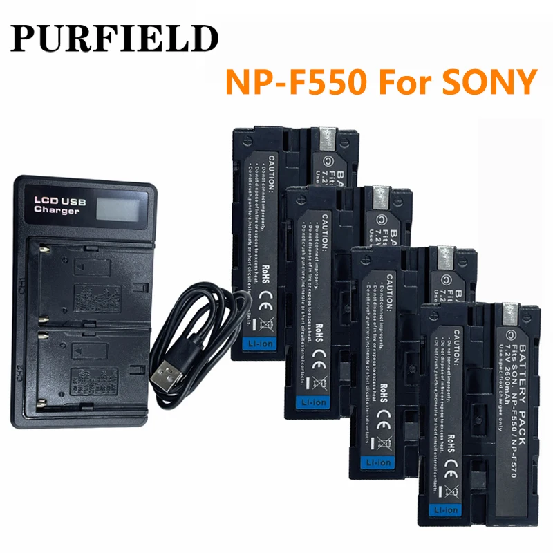 PURFIELD 2600 mAh 7,2 V NP-F550 NP-F570 Kamera Akku Für Sony NP-F330 NP-F530 NP-F570 NP-F730 NP-F750 CCD-TRV81 CCD-RV100 L70 Image