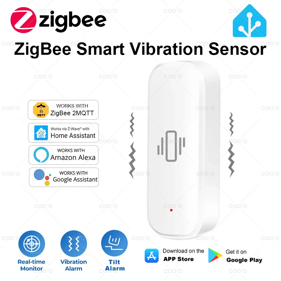 ZigBee Smart Vibration Sensor Echtzeitüberwachung Tür Fenster Erkennung Alarm Smart Home Sicherheitsschutzsystem Image