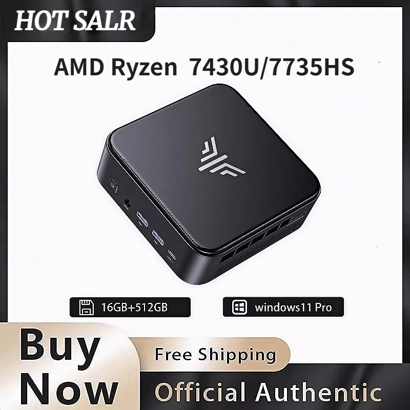 Mini-PC mit AMD Ryzen 7430U/7735HS, 32GB DDR4, 512GB SSD, AMD Mini-PC-Computer, Gaming-PC, unterstützt 4K HDMI, DP, Type-C, WiFi 6 Image