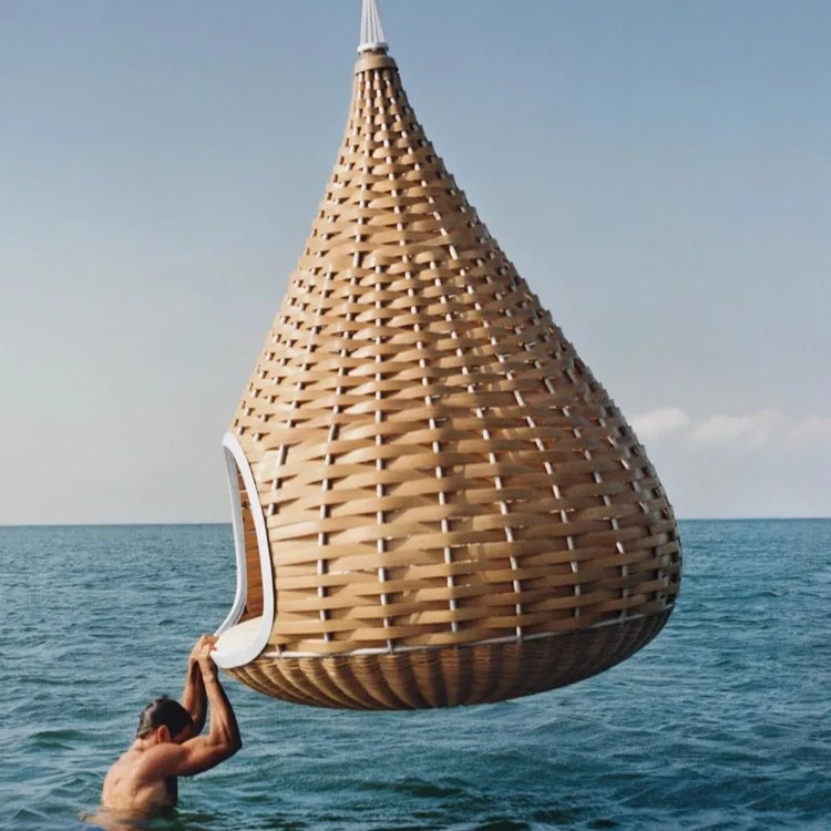 Vogelnest, große Outdoor-Hängematte, Herbst-Rattan, für Erwachsene, Balkon, Doppel-Hängesessel, Schaukelstuhl, Schaukelkorb für Terrassenschaukeln Image