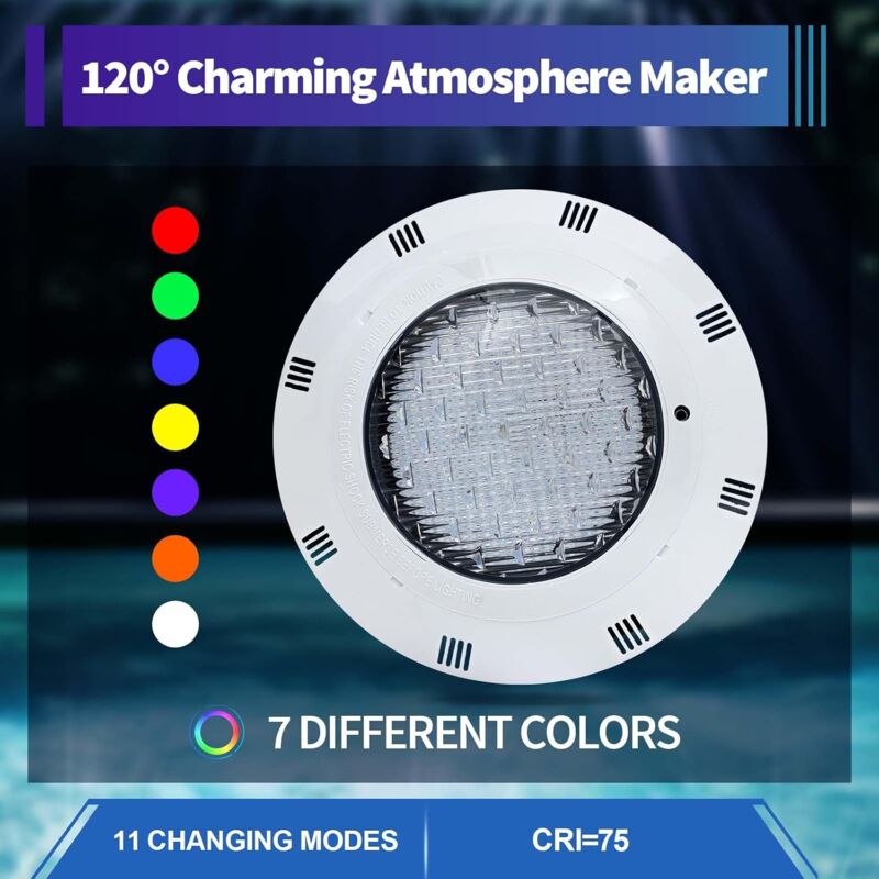Lampada Per Piscina A Led, 45 W 450 Led Rgb, Illuminazione Subacquea Ac12 V, Angolo Di Diffusione 120°, Impermeabile Ip68, Per Piscina Whirlpool Light Da Appendere Sotto L'Acqua