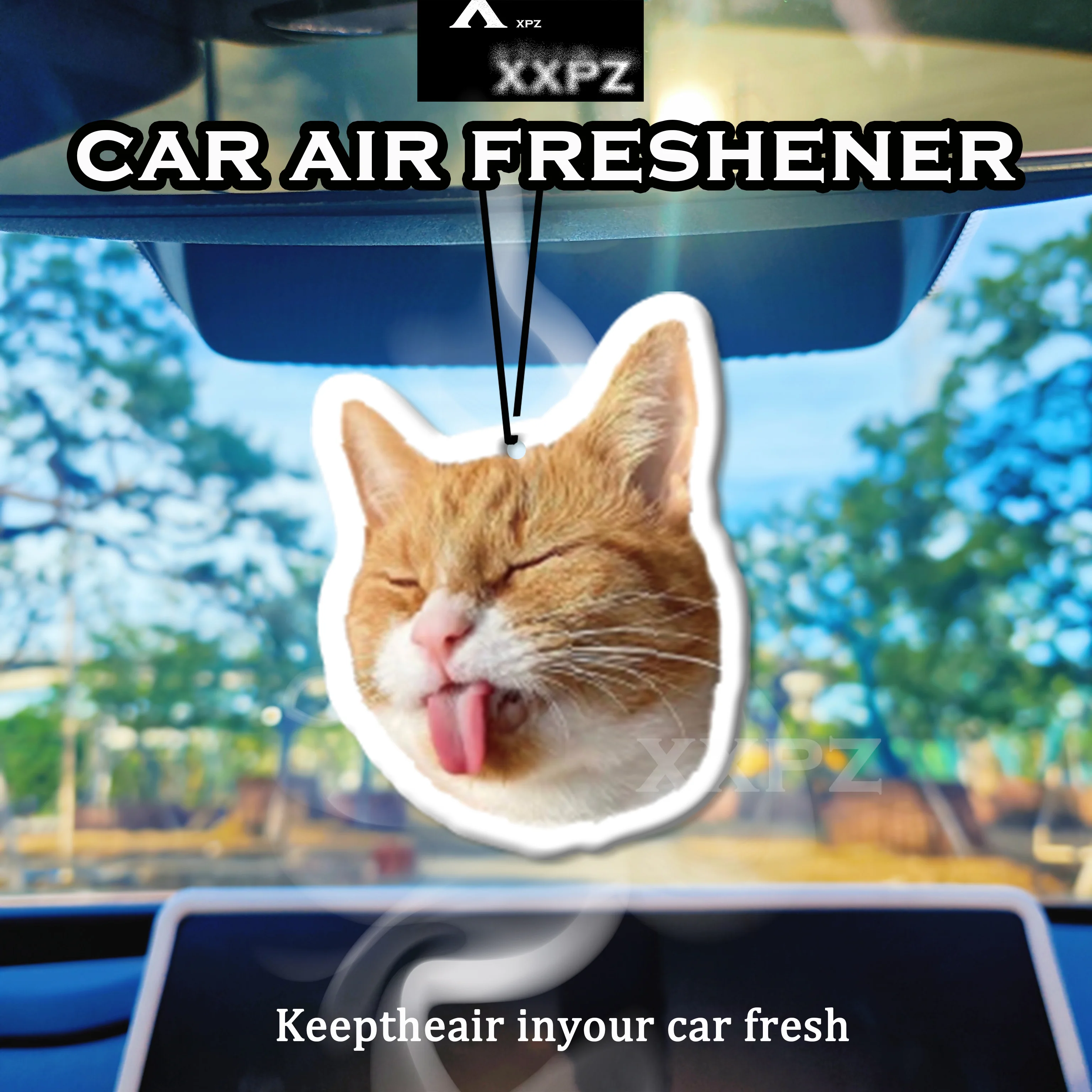 1/3/5 Stück Zungen-ausgebreiteter Katzen-Autoduftspender, Auto-Zubehör, hängender Katzen-Design-Lufterfrischer für den Autoinnenraum, NEU Image