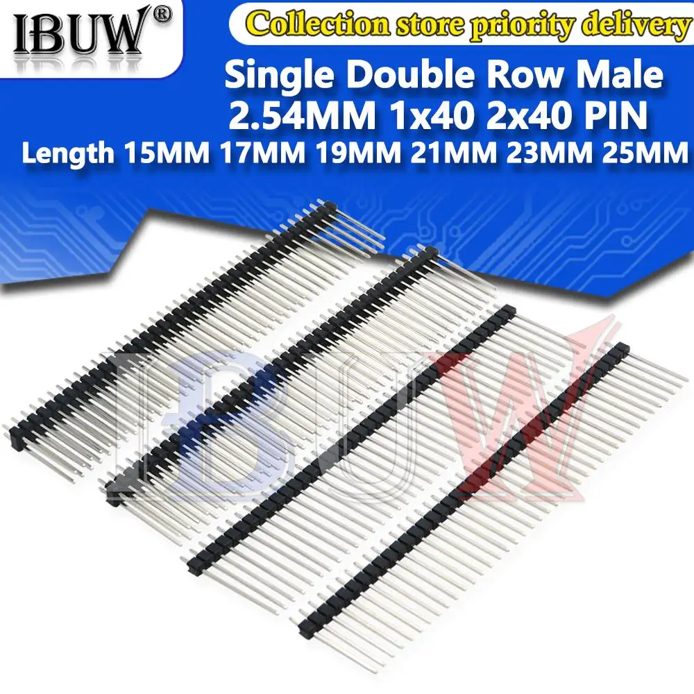 10PCS 40 Pin 1x40 2x40 Einzigen Zweireihigen Männlichen Zerbrechlichen Pin Header Stecker Streifen Für Arduino Schwarz 2,54 MM Länge 15 MM ~ 25 MM Image