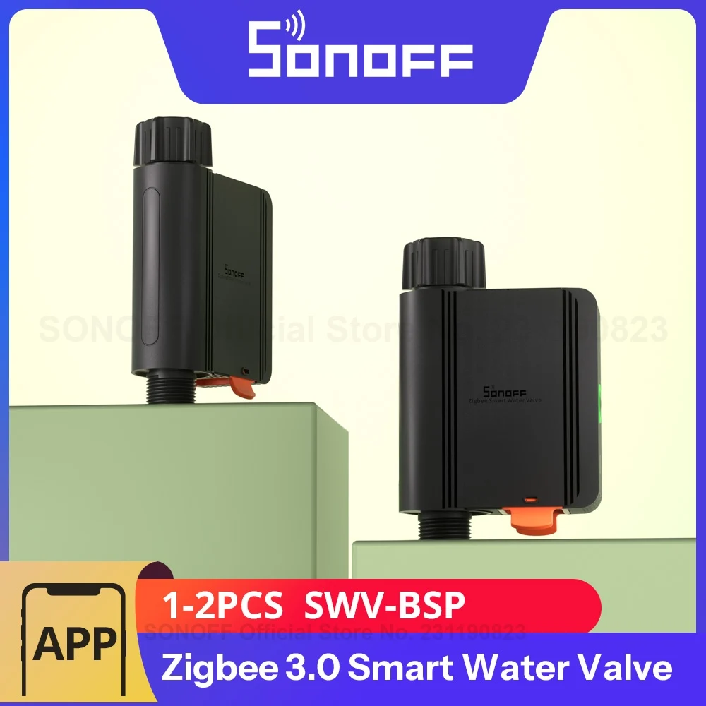 1–2 Stück SONOFF SWV-BSP Zigbee3.0 intelligentes Wasserventil, IP55, automatisches Bewässerungssystem, geeignet für Großbritannien, Europa oder die meisten Länder Image