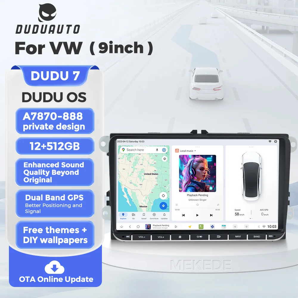 DUDUAUTO UIS7870 9 "2Din Android Auto Auto Radio CarPlay Für Volkswagen Golf 5 6 Passat B6 Polo T5 Skoda Octavia multimedia GPS Image