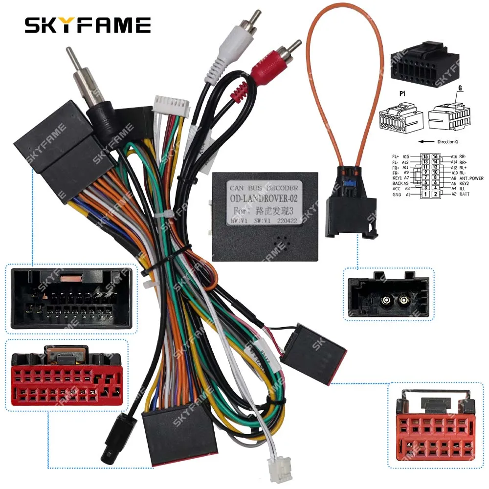SKYFAME Auto 16pin Kabelbaum Adapter Canbus Box Decoder Android Radio Power Kabel Für Land Rover Discovery 3 OD-LANDROVER-02 Image