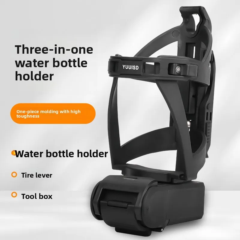 Multifunktionaler Fahrrad-Flaschenhalter mit Reifenheber-Werkzeugbox für Rennräder und Mountainbikes Image