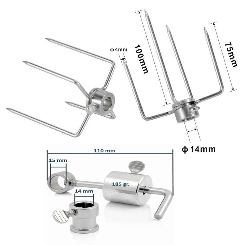 Durchmesser 14 mm elektrisches automatisches rotierendes Grillgabel-Set, Spießzähler, Balance-Buchse, rotierende Hülse, Begrenzungsblock, Grillzubehör Image