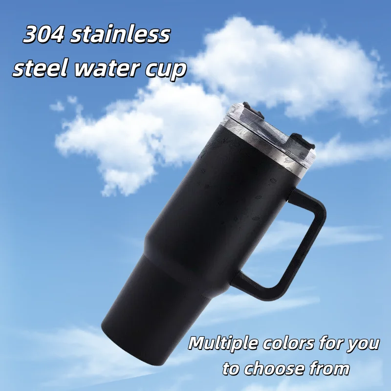 2025 304 Edelstahl Isolierte Wasserflasche 1200 ML Kaffee Auto Tasse Kalte Heiße Tassen Isolierflasche Mit Griff Stroh Für Sport Image