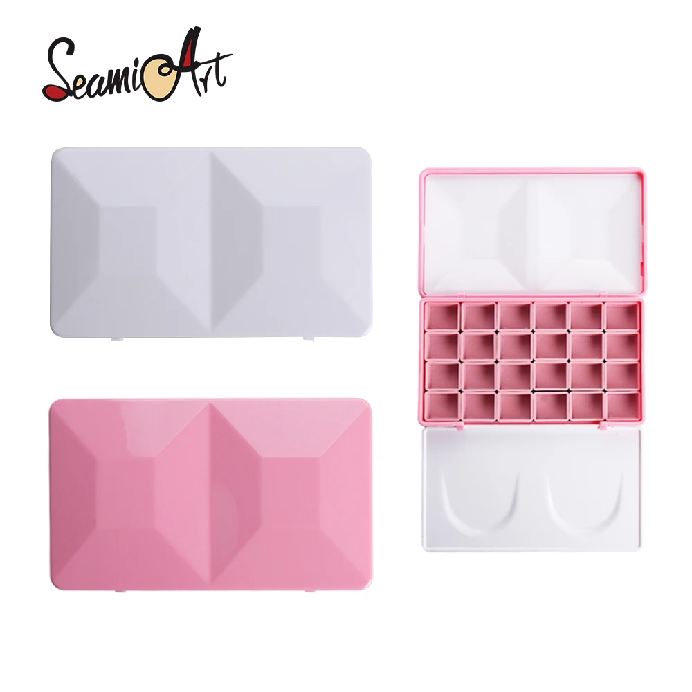 SeamiArt 1 Stück Imitation Emaille Diamant Malerei Box Reiseetui Palette mit Magnet Halbpfannen für Aquarellfarbe Unterpaket Image