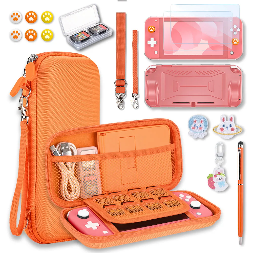 Für Nintend Switch Lite Zubehör mit Tragetasche, Switch Game Case, Switch Lite Displayschutzfolie, Switch Thumb Grips Image