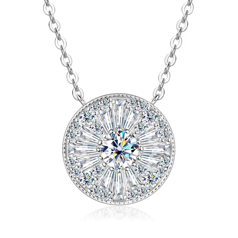 RAPRGOLD GRA-zertifizierte D VVS1 5 mm Moissanit-Halskette mit rundem Anhänger und Kette für Damen, 14 Karat Gold gefüllt, feiner Halsschmuck, Geschenk Image