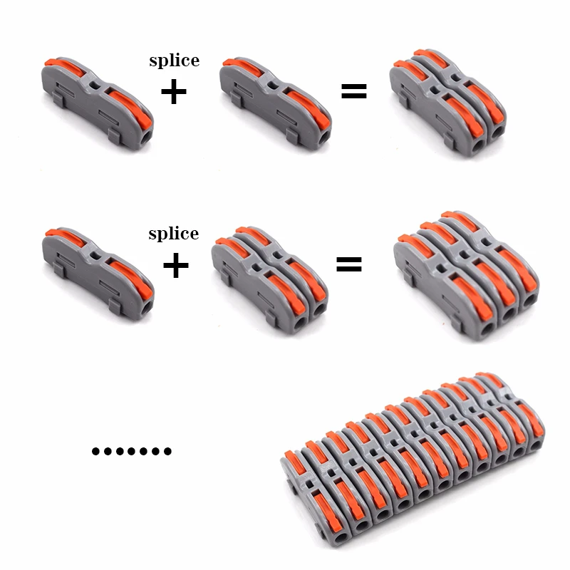 Drahtverbinder 222–412, 2-polige Spleißklemmenblöcke, LED-Streifenbeleuchtung, elektrische Schnellverbinder, Mini-Leiter, Schienenstecker Image