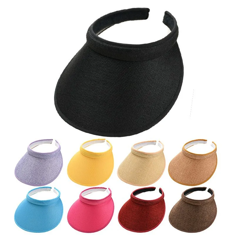 Frühling Sommer Eltern-Kind Visor-Kappe Strand Reise Sonnenschutz Hut Erwachsene Kinder Einfacher UV-Schutz Outdoor Einkaufs-Visor-Kappe Image
