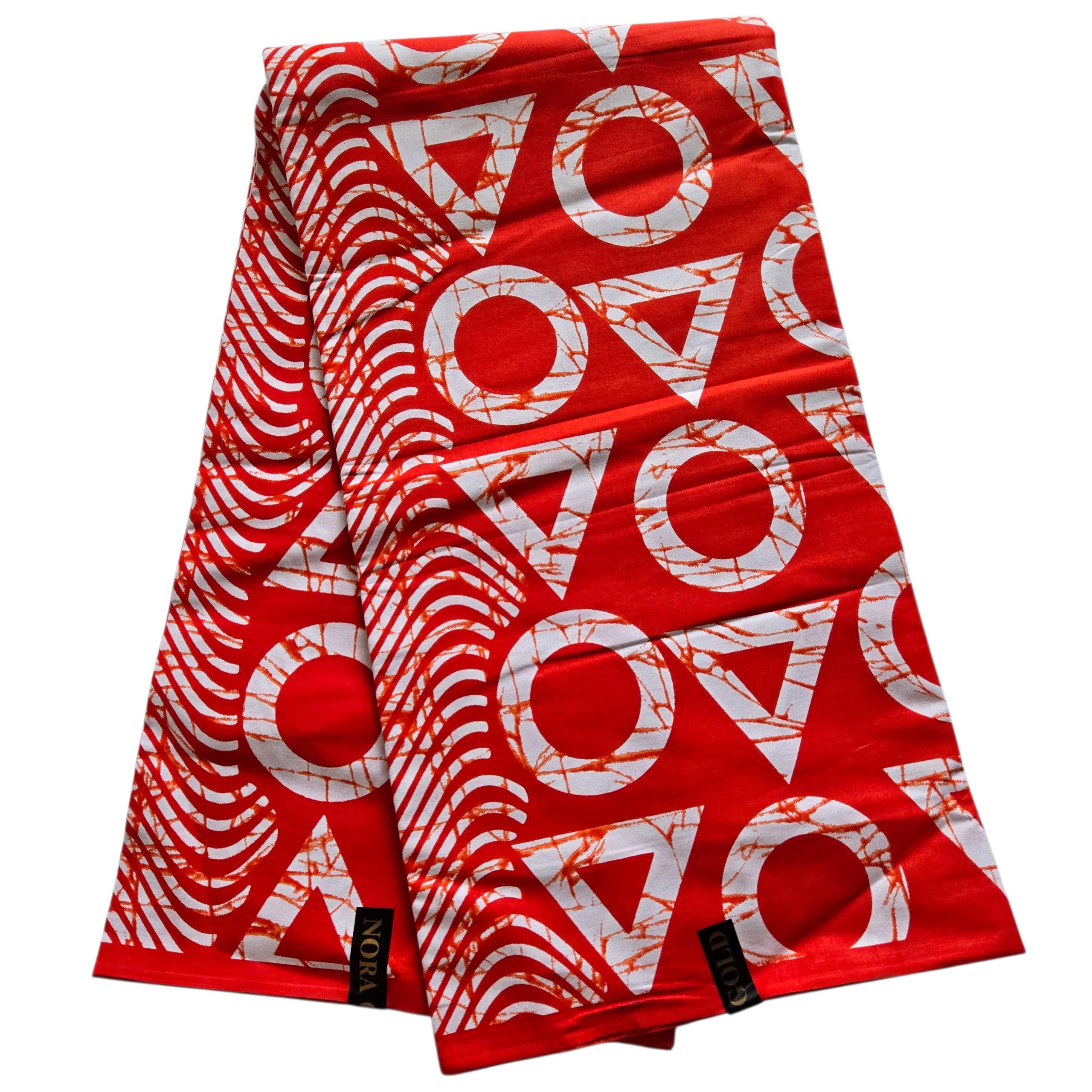Tessuto Ankara tie-dye arancione e bianco, tessuto stampato africano, tessuto africano tagliato su misura, tessuto Ankara, tessuto Ankara geometrico a