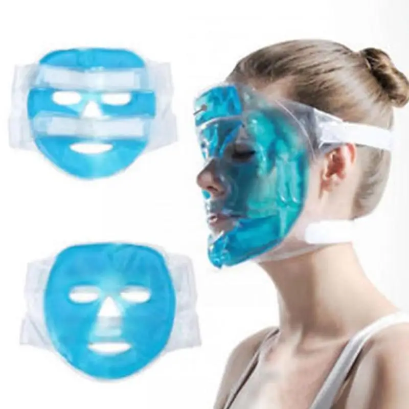 Kalte Gel-Gesichtsmaske, Eiskompresse, blaues Vollgesicht, feuchtigkeitsspendend, kalt, mit Entspannung, Faicial Pack, Gesichtspolster Image