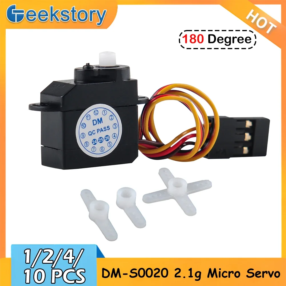 1/2/4/10 Stück 2,1g Mini Micro Servo 180 Grad DM-S0020 4,8-6V Kunststoff Mini Servomotor JR-Anschluss für RC-Hobby-Teile DIY-Spielzeug