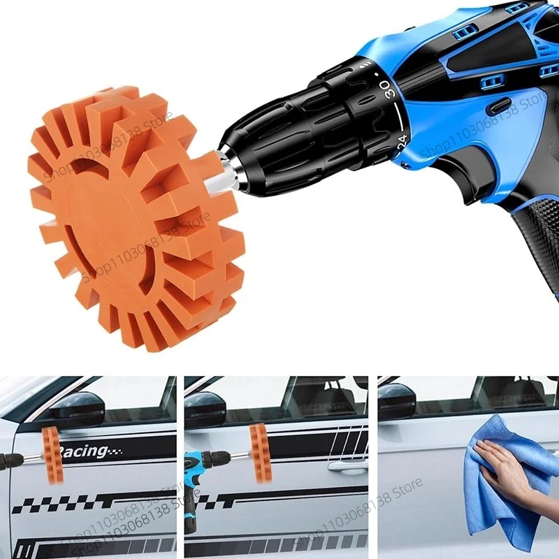 Auto Radiergummi Rad Klebstoff Entferner Gummi Rad Glatte Bohrmaschine Adapter Farbe Reparatur Gummi Vinyl Aufkleber Entfernung Werkzeug Image