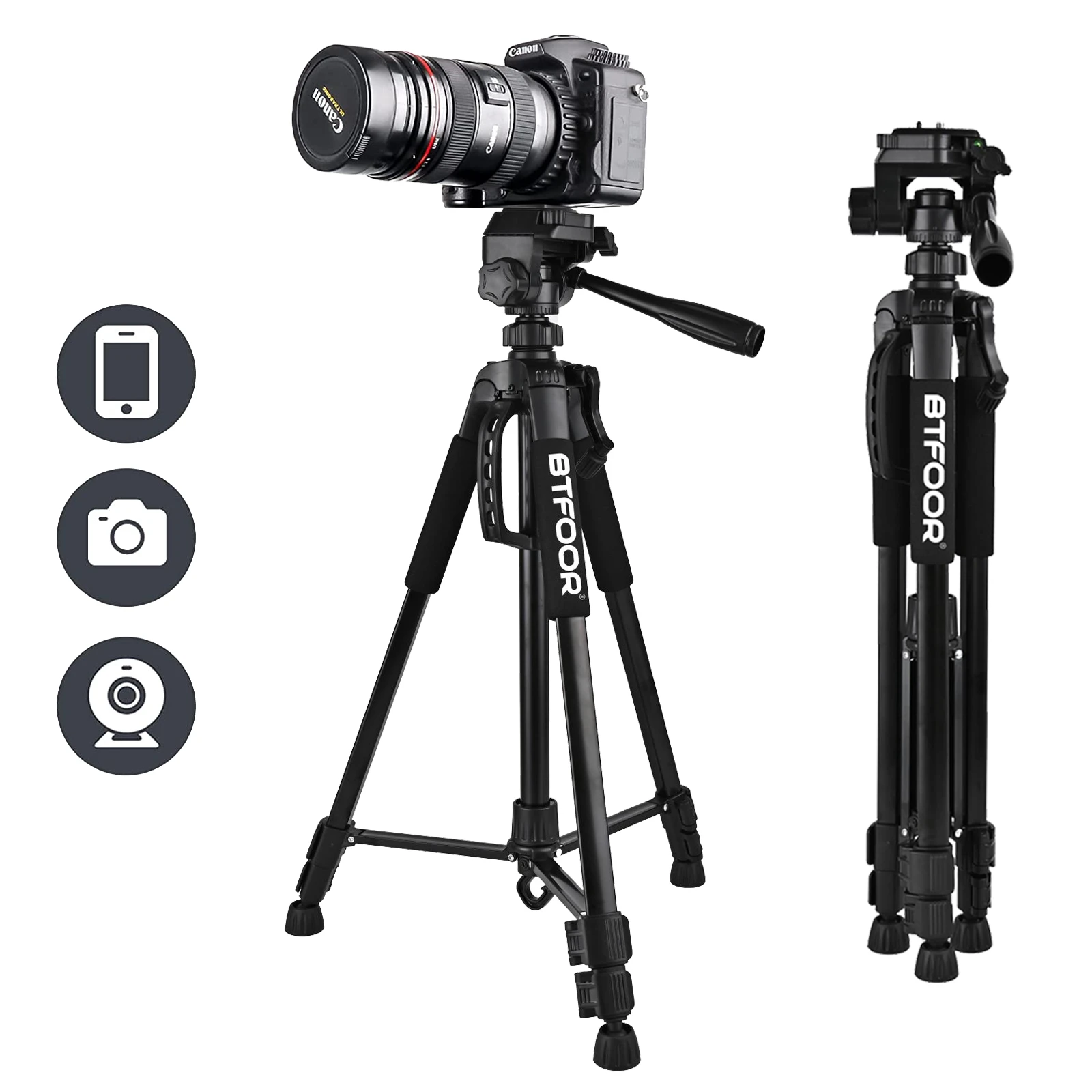 55 "140CM Reise Digital Kamera Stativ Professionelle Aluminium Hohe Telefon Ständer Mit Schnell Platten Montieren Pan Kopf Für DSLR SLR Image