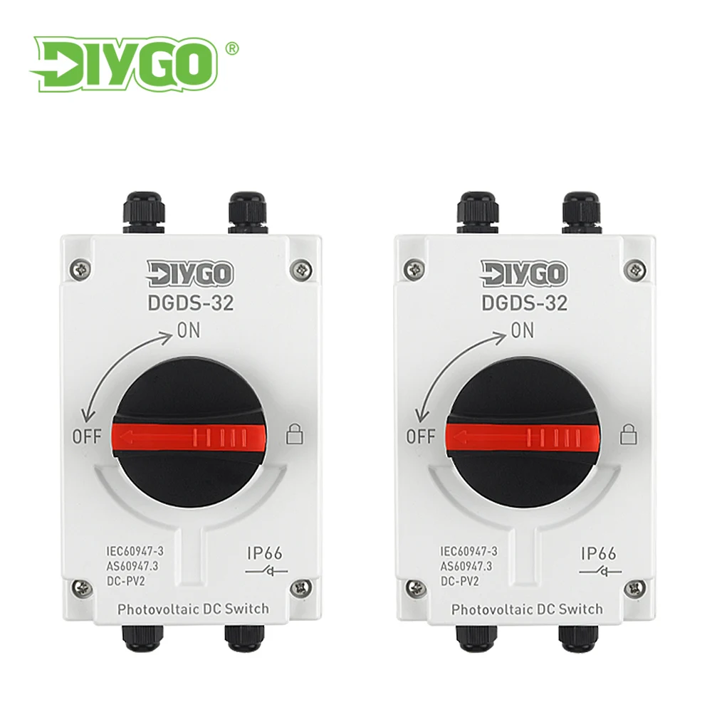 DIY GO Solar Trennschalter IP66 Wasserdicht Outdoor 1in 1out PV DC System Trennschalter 1200VDC 32A Trennschalter Image