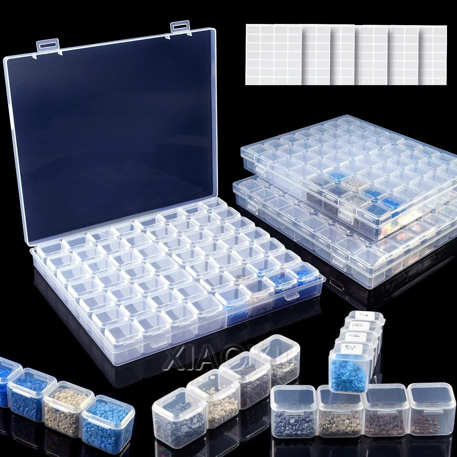 28/56 Slot Transparente Kunststoff Lagerung Box Diamant Malerei Zubehör Werkzeug Nagel Strass Perle Lagerung Box schmuck veranstalter Image