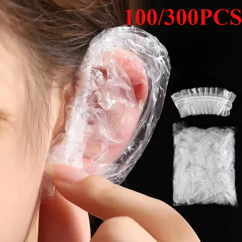 Einweg Haar Ohrenschützer Farbstoff Transparent Elastische Dusche Haar Farbstoff Schutz Werkzeug Schild Wasserdichte Earpack Kunststoff Wrap Image