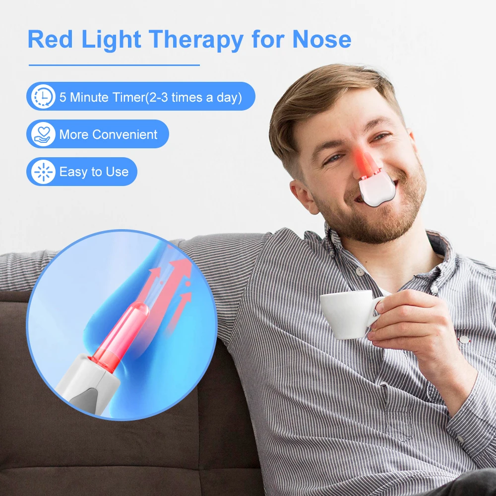 Rotlicht-Nasentherapiegerät Nasales Phototherapiegerät Rotlicht-Infrarot-Therapie für Chronische Rhinitis/Juckende/Nasenlaufende Nase Pflege Image