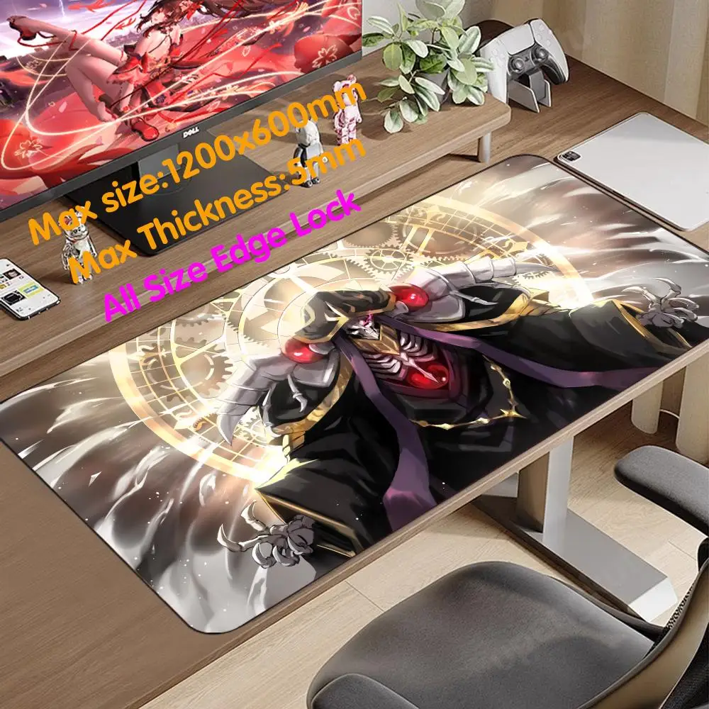O_Overlord Mauspad 1200x600, extra dick, super groß, alle Größen, Edgelock-Gummi-Mausmatte, Schreibtischunterlage, Cartoon-Großspielmatte Image