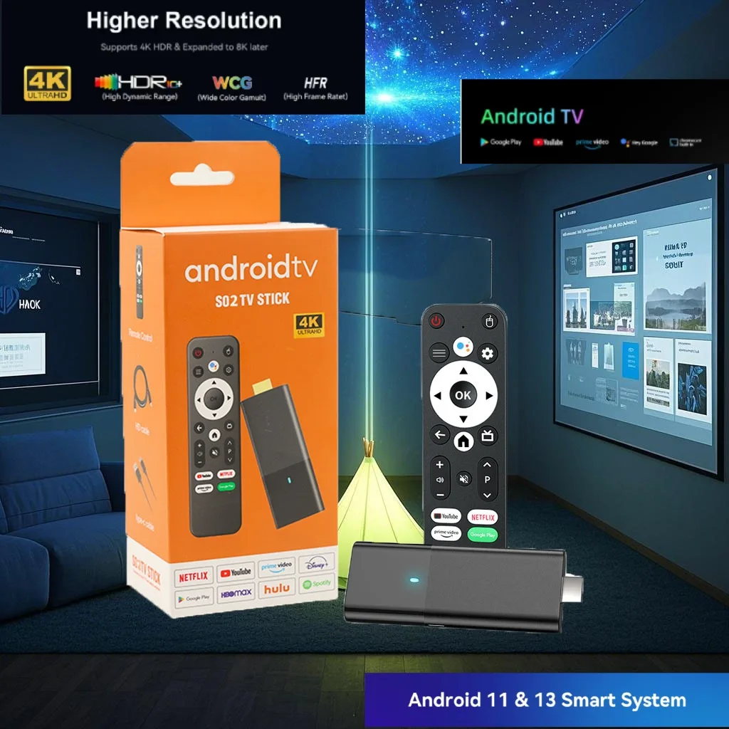 UBISHENG S02 Android 13.0 TV Stick 4K Smart TV Box WIFI BT5.0 2GB 8GB/2GB 16GB Allwinner H313 Quad Core Dual Wifi Sprachfernbedienung Image