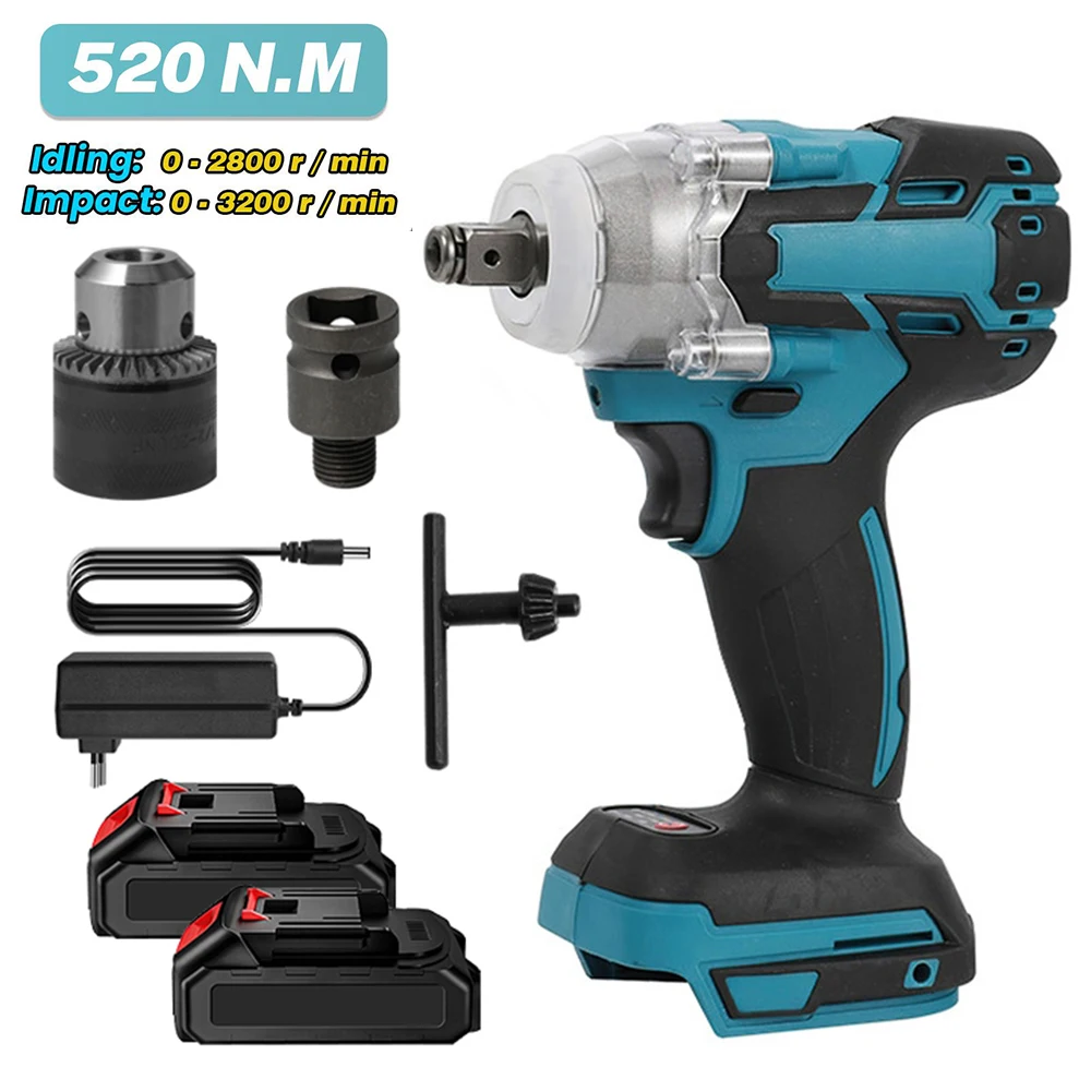 520 N.m Drehmoment Bürstenlosen Elektrischen Schlagschrauber 1/2 zoll Akku-schlüssel Schraubendreher Power Tool Für Makita 18V Batterie Pin Image