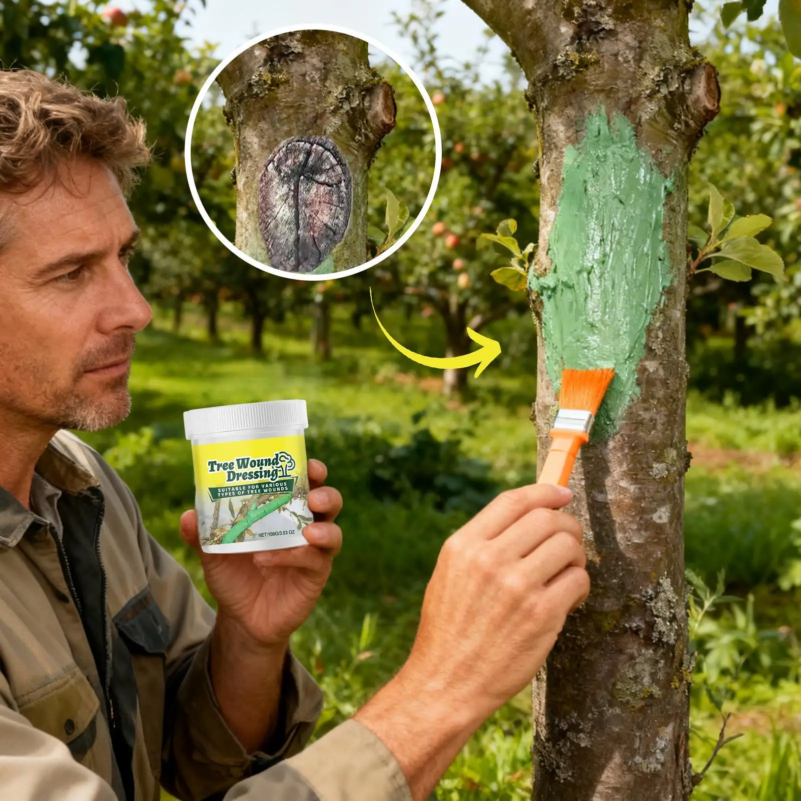 100g Baumwundpflaster Bonsai-Schneidepaste Pflegemittel mit Pinsel Veredelungsmittel Baumreparatur-Salbe Image