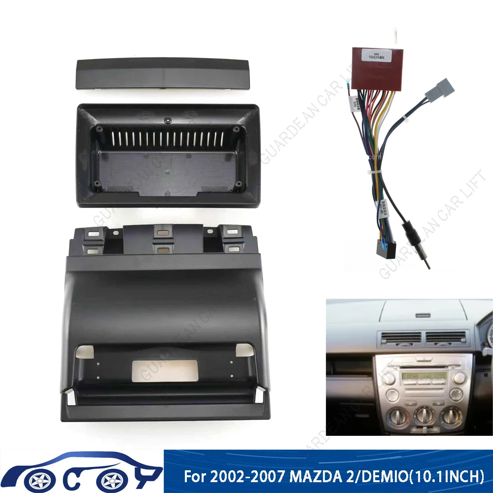10,1 Zoll Autoradio-Faszien für 2002–2007 MAZDA 2/DEMIO Android Stereo Rahmen Player 2 Din Head Unit Panel Dash Trim mit Kabel