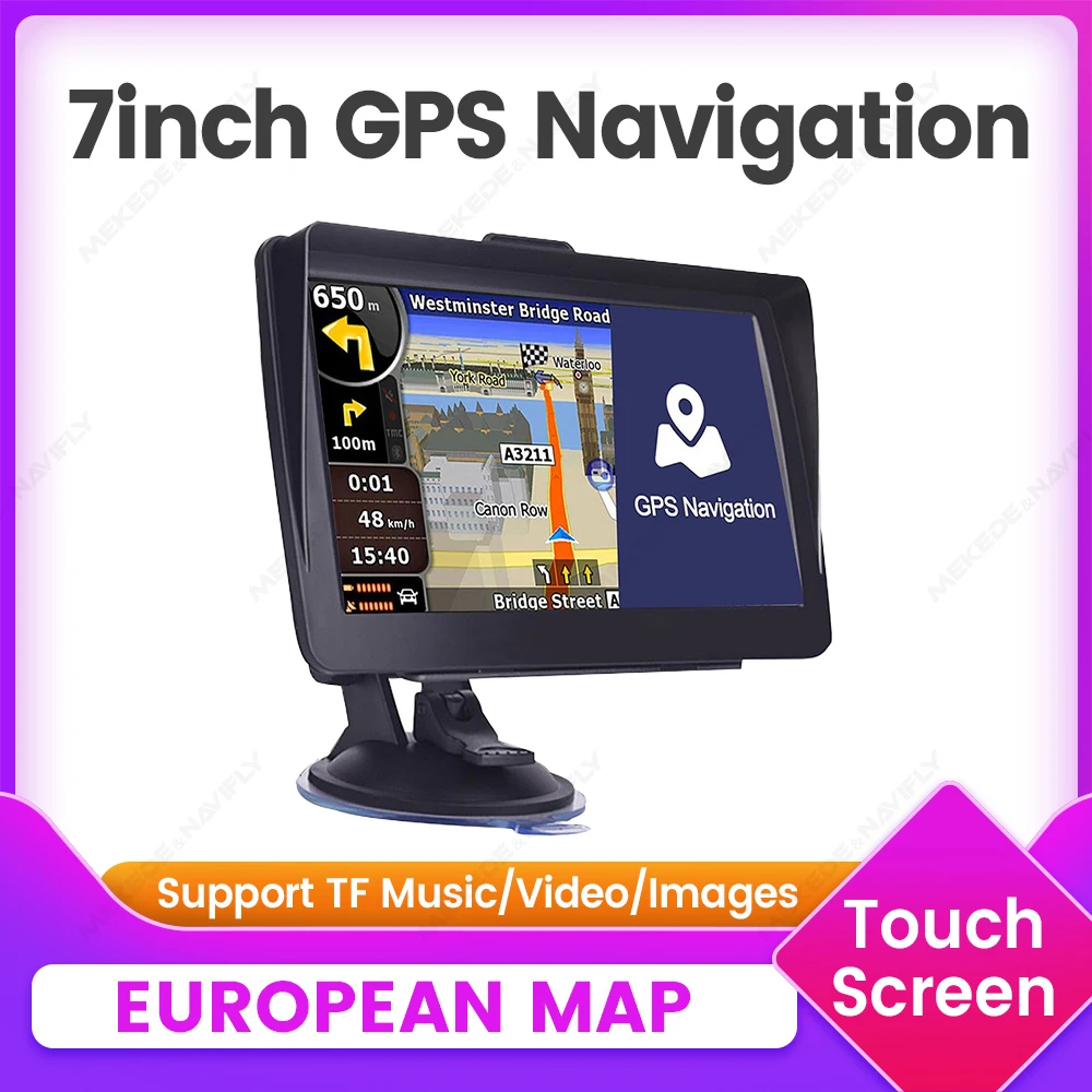 Navifly 7-Zoll-Auto-GPS-Navigation Europa Karte GPS-Navigatoren FM LKW Sonnenschirm Sat Nav Unterstützung USB Audio MP3 Musik Video Player
