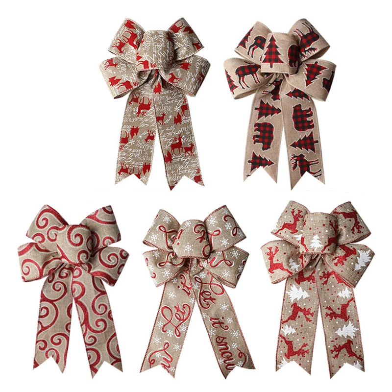 5 Stück Weihnachtsschleifen für Weihnachtsbaumdekoration, 32 cm, große Weihnachtsrosette, Weihnachtsdekoration Image