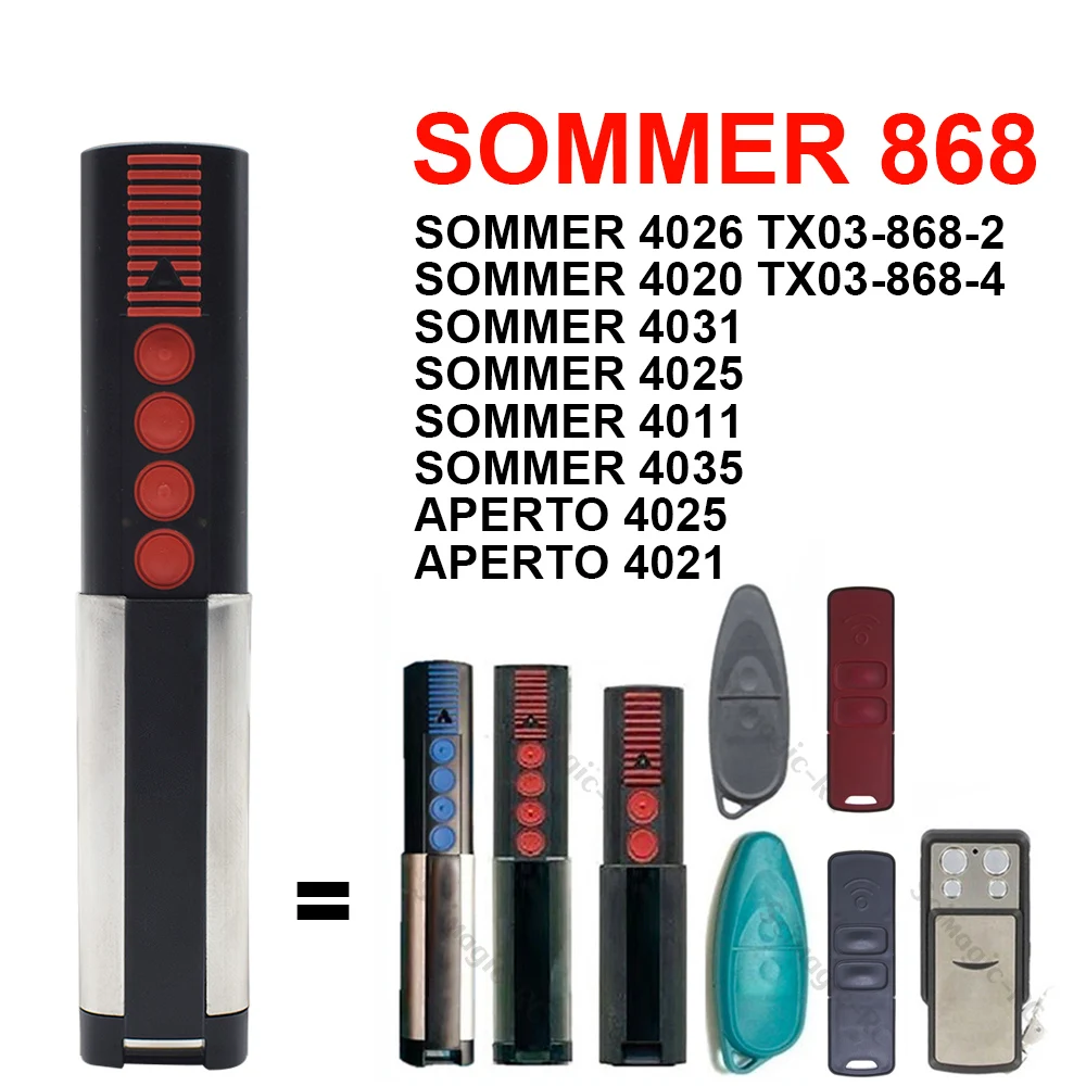 SOMMER 868 MHz 4020 TX03-868-4 4026 TX03-868-2 Garagenfernbedienung Ersatz Garagenbefehl Türöffner 4011 4025 4031 4035 Image