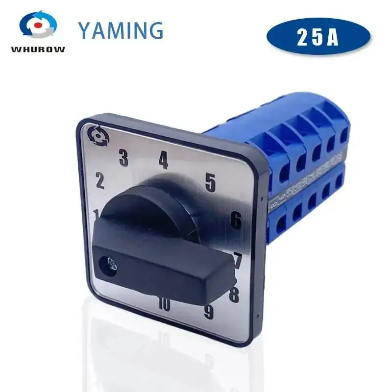 LW26-25 Dreh nocken schalter 64x64mm Panel ui 690v 25a 6 Pole für Schweiß gerät 10 Position Silber kontakt Image