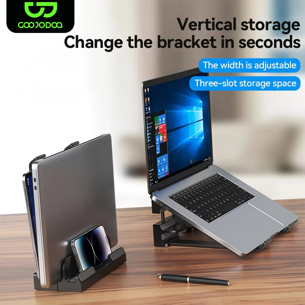 Faltbarer Laptop-Ständer, Notebook-Computer-Halter, Zubehör für MacBook, iPad, Tablet, Telefon, aufbewahrbarer Halter, doppelter Verwendungszweck, verstellbar Image