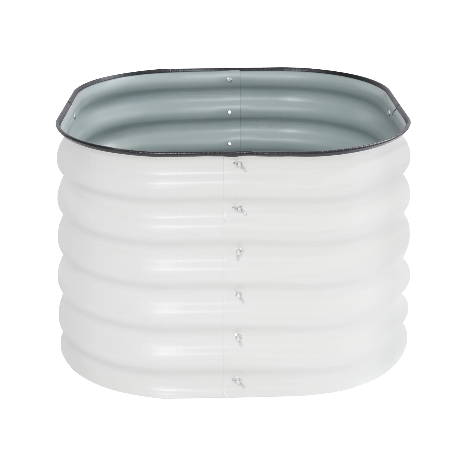 60*60*43cm Weißes Rundes Hochbeet, 2 Stück Rostfreie Gartenbeete, Runder Outdoor-Garten-Pflanzkasten Image