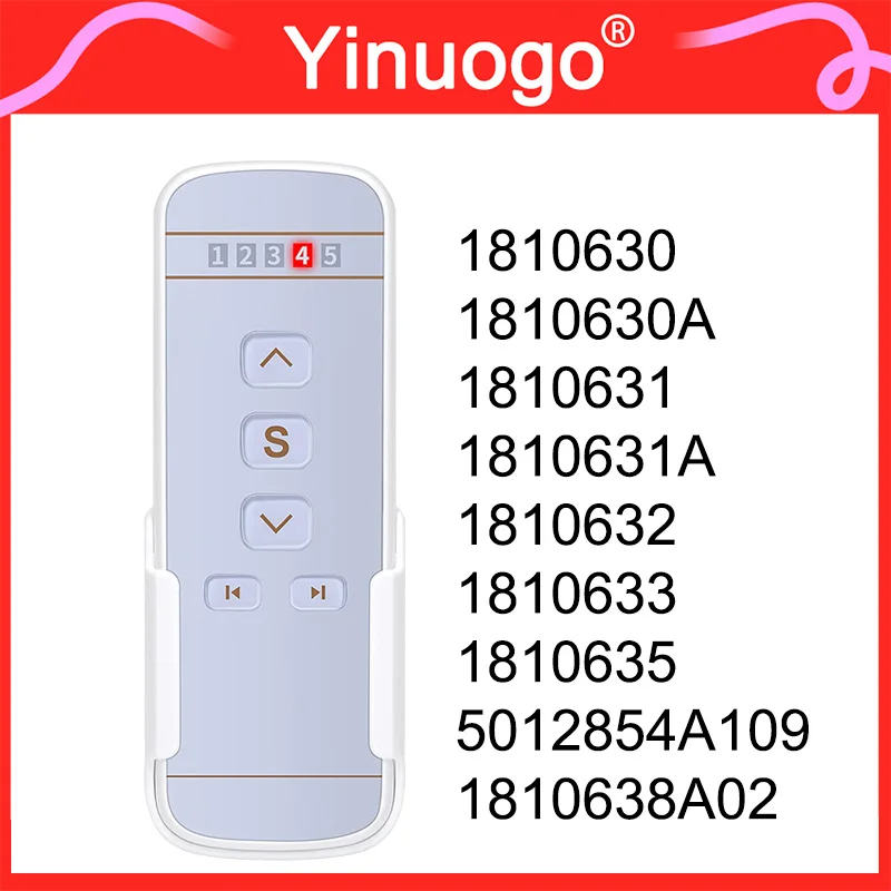 YNG109 1810630 1810630A 1810631 1810631A 1810632 1810633 1810635 5012854A109 1810638A02 433,42 MHz Vorhang-Fernbedienung Image