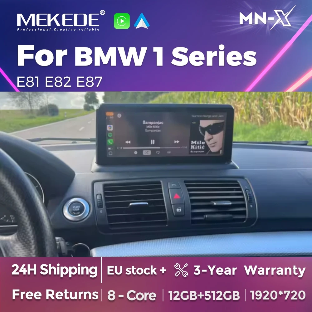 MEKEDE EU Lager Android 14 Auto Radio CarPlay Für BMW 1er E81 E82 E87 E88 2004-2012 GPS Navigation WIFI Multimedia Player BT Image