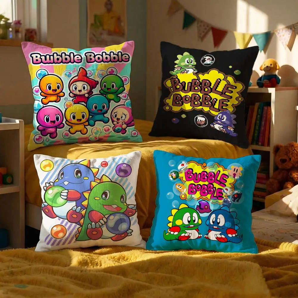 Game Bubble Bobble Kissenbezug, dekorative Kissenbezüge, Bezug für Sofa, 50 x 50 cm, 4-teilig, 45 x 45 cm, 40 x 40 cm, Kissenbezug Image