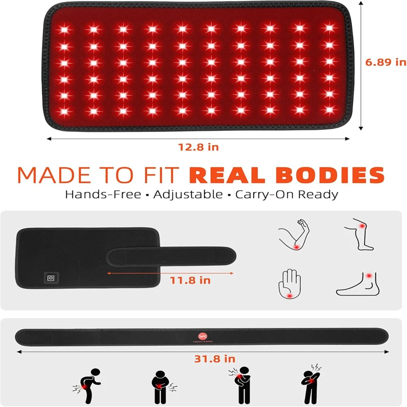 60 LEDs Rotlichttherapie-Gürtel 660nm 850nm Infrarot-Heizkissen zur Körperentspannung für den Heimgebrauch Image