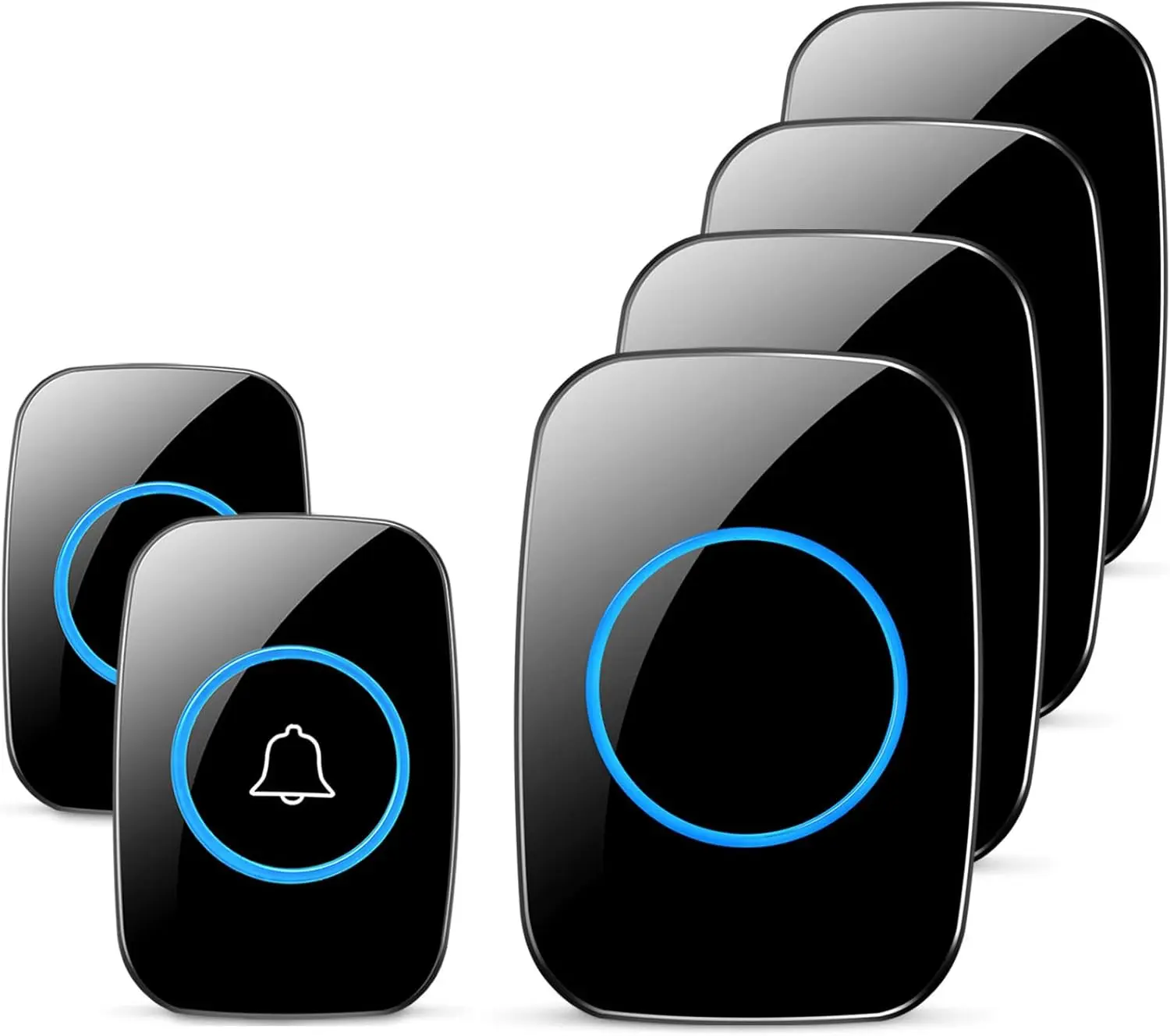 Wasserdichtes Türklingel-Set, unterscheidt Vorder- und Hintertüren, über 1000 Fuß Reichweite und 60 Glockenspiele, kabellose Türklingel für Smarthome Image