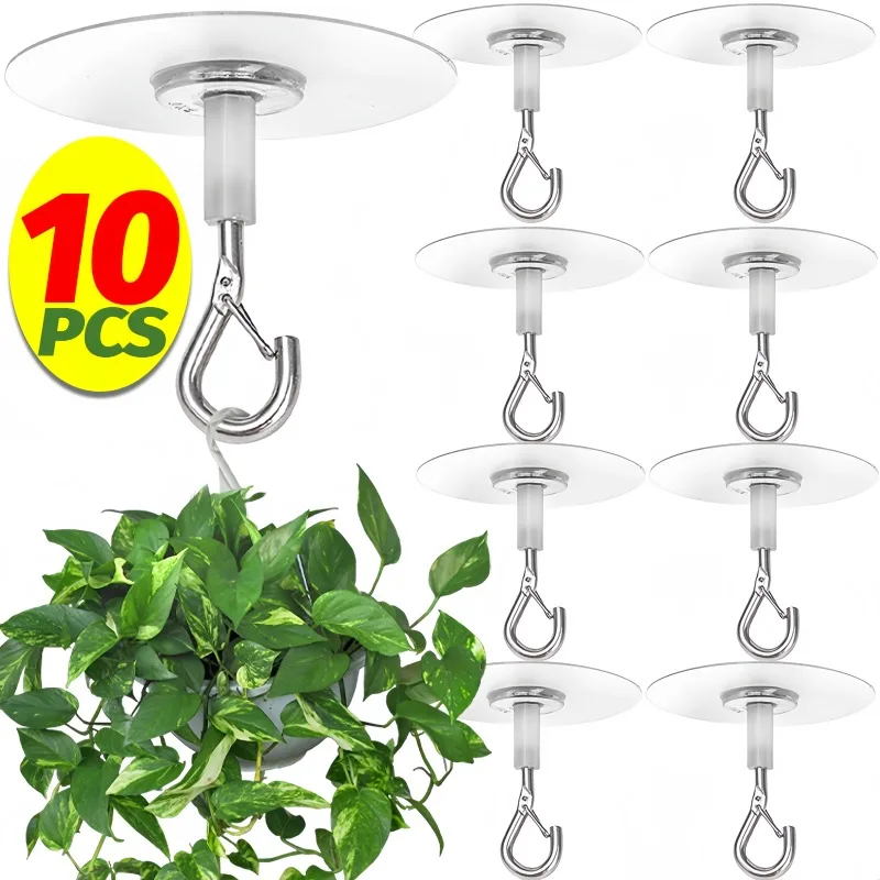 1/10 Stück selbstklebende Deckenhaken, robust, winddicht, Schraubhaken für den Außenbereich, Garten, Pflanzgefäß, Blumentopf, Hängehalterung Image