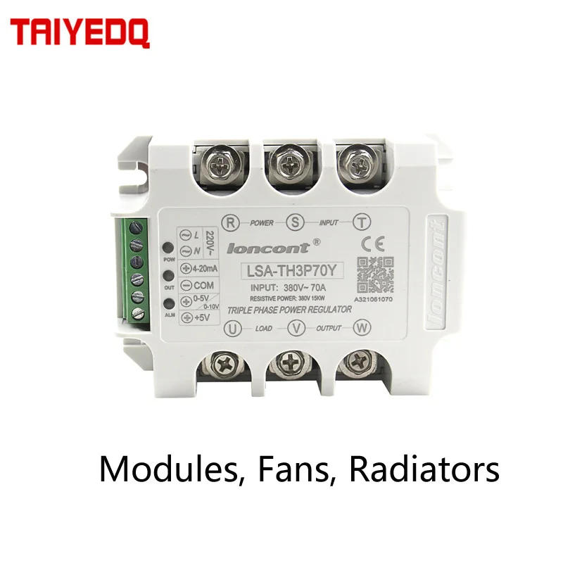 50A-90A Drei-phase AC Spannung Regulierung Modul Mit Kühlkörper Und Lüfter Power Regler Thyristor Solid State Relais Dimmen Image