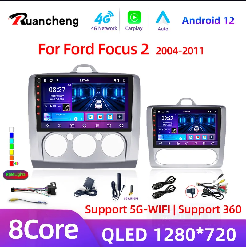 Android 14 Autoradio für Ford Focus 2 3 Mk2 Mk3 2004 2005–2011 Multimedia-Player Navigation GPS 2Din Carplay Stereo DVD