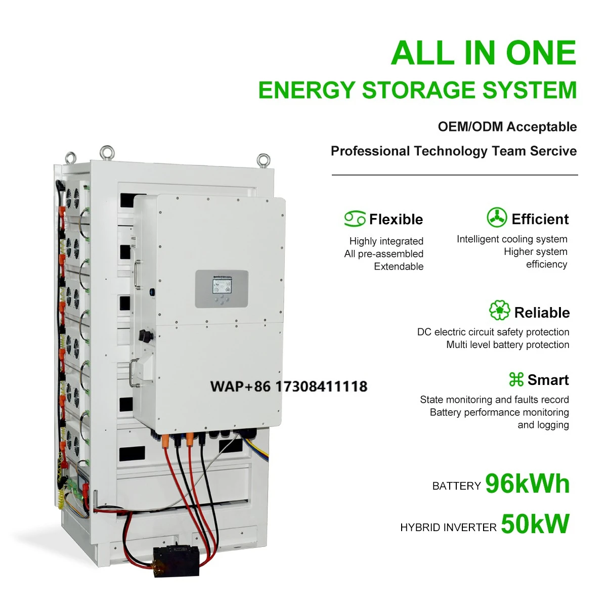 All-in-One-Industrie-HV-Rack-Mounted Lithium Lifepo4 20 kW 50 kW Solarwechselrichter 100 kWh Energiespeichersystem-Schränke Image