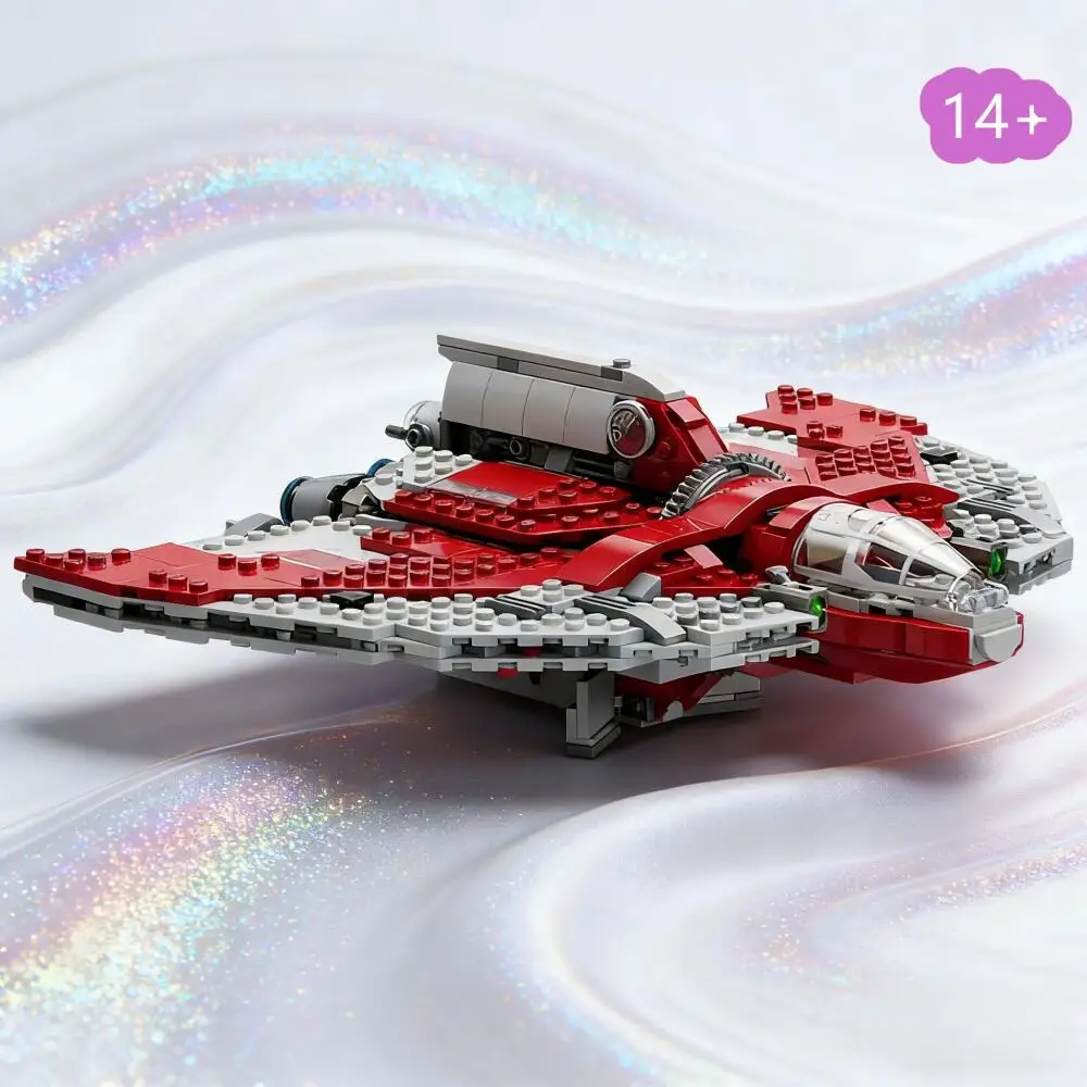 MOC Montage-Bausteine 675 Teile Weltraum-Kampf T-6 Raumschiff-Modell Baukasten Kreativ Kompatibel mit 75362 DIY Deko-Spielzeug Geschenk Image