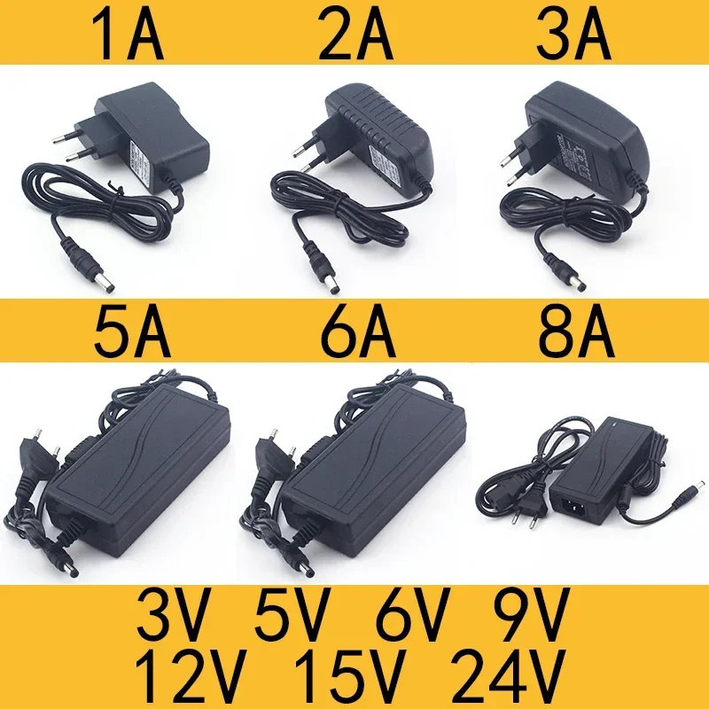 AC 110-240V DC 3V 5V 6V 9V 12V 15V 24V 0,5A 1A 2A 3A 5A 6A 8A Universal Power Adapter Versorgung Ladegerät Adapter Eu uns für LED-Licht Image