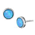 Paul Wright Created Opal Stud Earrings, in 925 Sterling Silver, 8.5mm Round, Vibrant Blue Colour